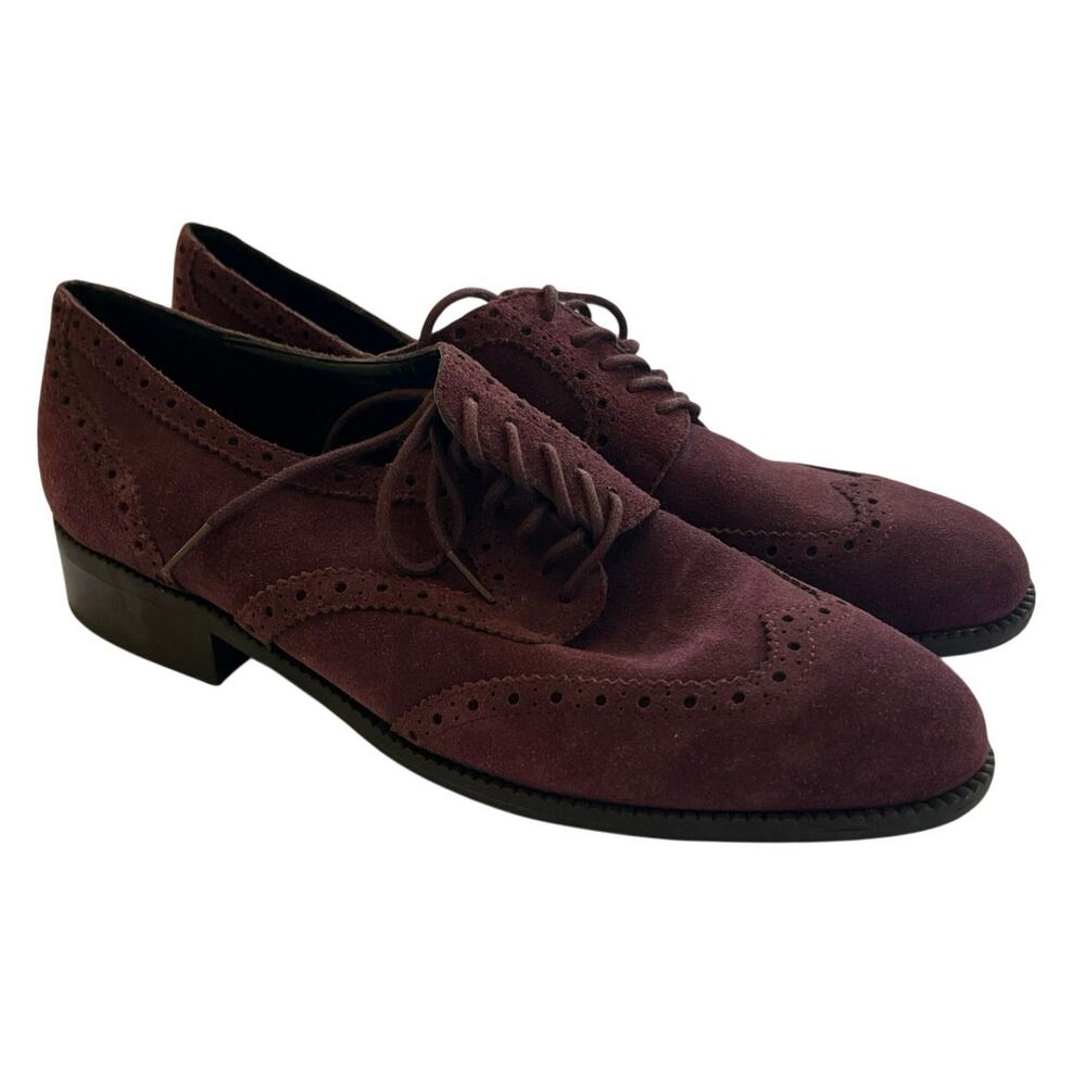 Marc Fisher Burgundy Oxford Wing Tip Suede Lace Up Shoes Mens Size 8M